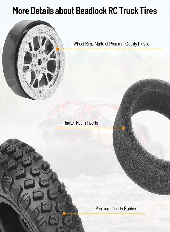 daitoku 1/12 RC Car Tires and Wheels, daitoku RC Car Rubber Tires for WPL B14 B24 C14 C24 MN D90 D91 D96 D99 (Silver) - Image 2